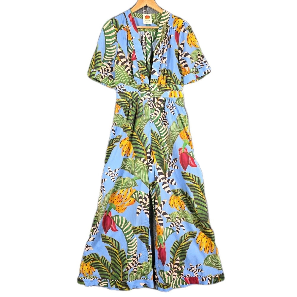 Farm Rio Tropical Jumpsuit Women S Totally Tuiuiu Brazil Bird Pocket Boho Floral